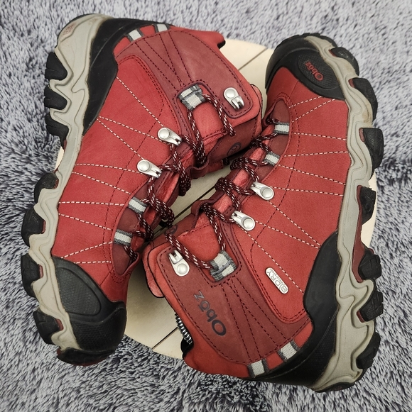 Oboz Bridger Mid BDry Waterproof Hiking Boots Trails Rio Red Womens Size 9 - Picture 5 of 8